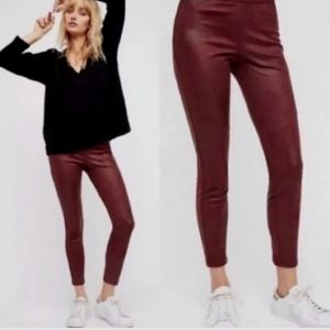 Free People Midnight Vegan Faux Suede Legging Pants in the Color Wine size XS